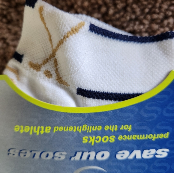 Save our Soles socks white w print over ankle sz medium athlete made in USA NWT - Picture 3 of 7